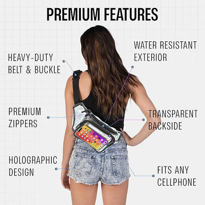 Clear Fanny Pack Belt Bag – Stadium Approved Waist Pack for Men & Women, Crossbody Bum Bag for Travel, Hiking, Running