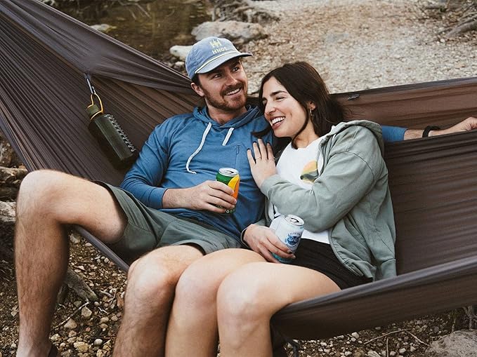 KAMMOK: Roo Double XL Hammock | Made from Strong & 100% Recycled Water Resistant Ripstop Fabric | Comfortable, Packable, Lightweight (Lifetime Adventure Grade Warranty), Granite Gray