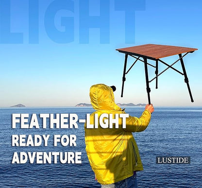 Portable Adjustable Camping Table - Sturdy Aluminum, Oversized Foldable Surface for Outdoor Picnic, BBQ, and Indoor Use