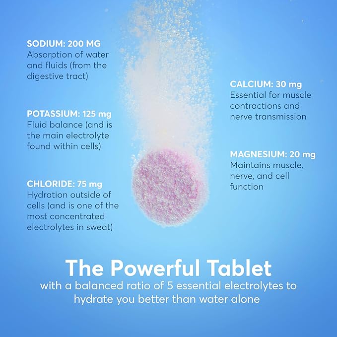 Nuun Zero Sugar Hydration Electrolyte Tablets - Sodium, Potassium, Chloride, Calcium, Magnesium, Light & Delicious Fruit Flavors, No Sugar, Gluten Free, Vegan, Wild Strawberry (80 Total Servings)