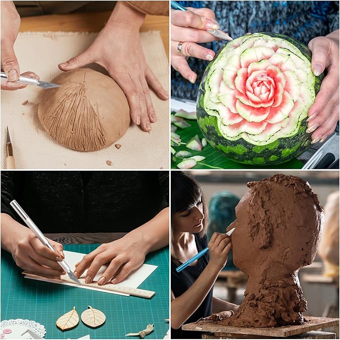 2PCS Exacto Knife Craft Hobby Knife with 40 PCS Spare Exacto Blades Exacto Knives Precision Knife for Crafts, Arts, Modeling, Scrapbooking, Stencil(Blue)