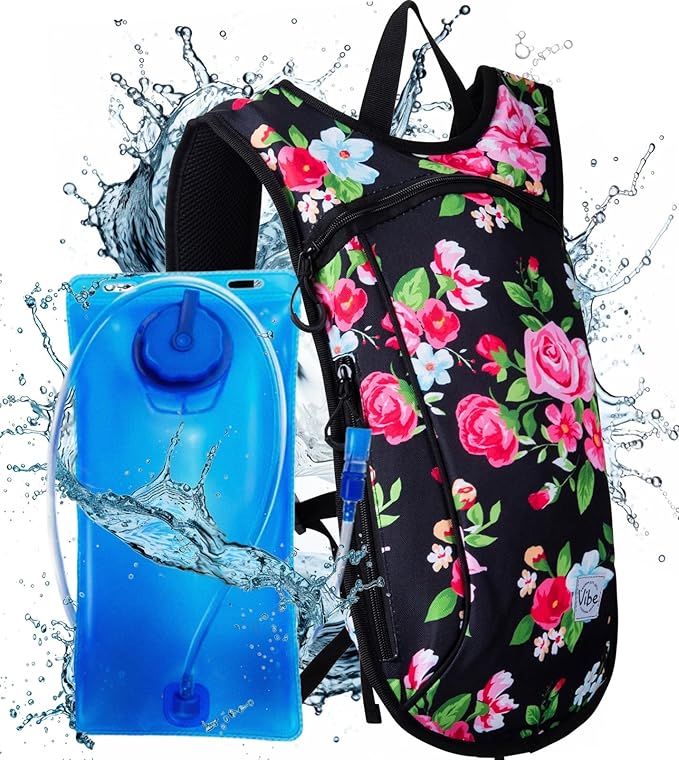 Vibe Festival Gear Hydration Pack Backpack with 2L Water Bladder for Women, Men, Teens, Kids - Hydropack Hydro Sports, Outdoor, Running, Camping, Hiking, Festivals, Raves