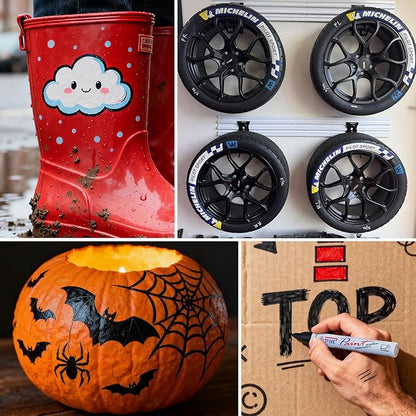 TFIVE Green Paint Pens Permanent Markers - 24 Pcs Oil Based Paint Markers Set, Quick Dry, Waterproof, Fade Resistant, Medium Tip Marker Pens for Metal, Rock, Wood, Plastic, Canvas, Glass, Rubber