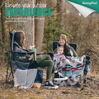 SUNNYFEEL XL Oversized Camping Chair, Folding Camp Chairs for Adults Heavy Duty Big Tall 500 LBS, Padded Portable Quad Arm Lawn Chair with Pocket for Outdoor/Picnic/Beach/Sports