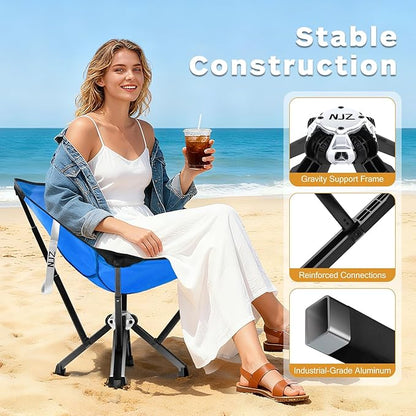 Camping Chairs for Adults - 600 LBS Capacity Rugged Outdoor Folding Chair, Compact Foldable Chair with Quick Setup & Carry Bag - Portable Camping Chair for Picnic, Fishing, Backyard - Blue