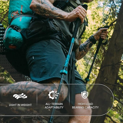 Adjustable Carbon Fiber Trekking Poles – Lightweight Hiking Poles with Quick Lock for Backpacking, Camping, Glacial Wave Strider X for Climbing & Travel