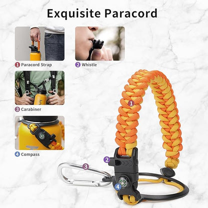 Trebo 40oz Water Bottle with 3 Lid and handle, Vacuum Insulated Stainless Steel Metal Outdoor Leakproof BPA-Free Flask, Keep Cold 48 Hours Water Jug, Best Gift for Men Women Holiday, Orange