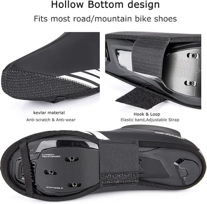 GEWAGE Cycling Shoe Covers Winter Thermal Warm Cycling Overshoes Water Resistant Windproof Bike Bicycle Shoe Covers for Man Woman (Black, XXX-Large)
