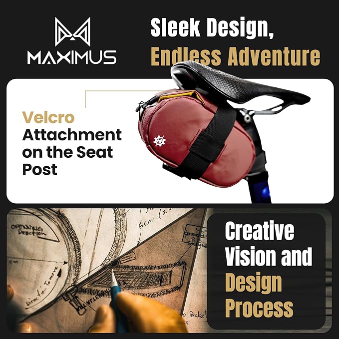 Lumiere & Co. Maximus Magnetic Bike Seat Bag – Quick-Attach Saddle Bag with AquaGuard Zippers, Secure Under-Seat Storage for Cycling Gear & Accessories