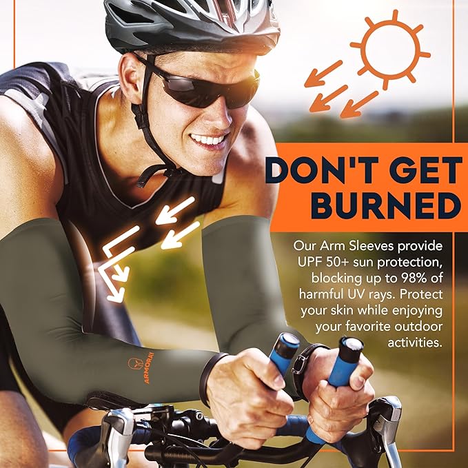 ARMORAY Arm Sleeves for Men or Women - Tattoo Cover Up - Cooling Sports Sleeve for Basketball Golf Football