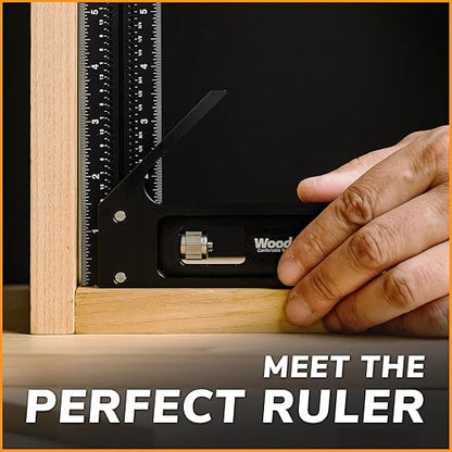 Upgraded Precision Square for Woodworking – 8 Inch Triangle Ruler with Side Scale | CNC-Machined Aluminum Layout Tool | 90 Degree Right Angle Framing & Marking Square
