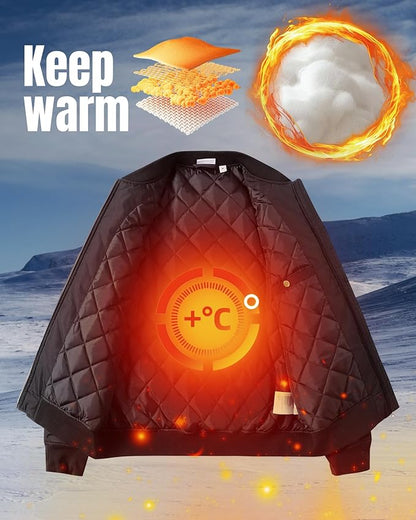 33,000ft Men's Bomber Jacket Waterproof Zip Up Windbreaker Quilted Padded Lightweight Warm Casual Spring Fall Winter Coat