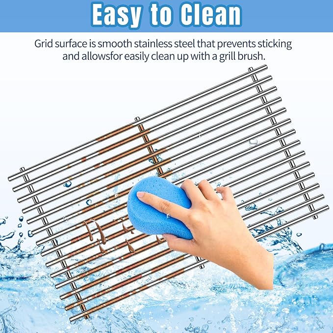 18.7" SUS304 9MM Cooking Grates for Weber Genesis II 400 and Genesis II LX 400, Genesis II/LX E410 E415 E435 E440 S410 S415 S435 S440 Series Grills, 3 Packs Grill Grate Parts for Weber 66089