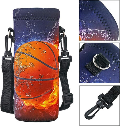 RICHEN Neoprene Water Bottle Carrier Bag with Adjustable Shoulder Strap,Insulated Water Bottle Cover for Stainless Steel/Glass/Plastic Bottles