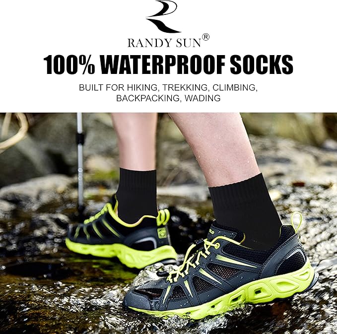 RANDY SUN Waterproof Socks, Unisex Hiking Wading Trail Running Kayaking Crew Socks