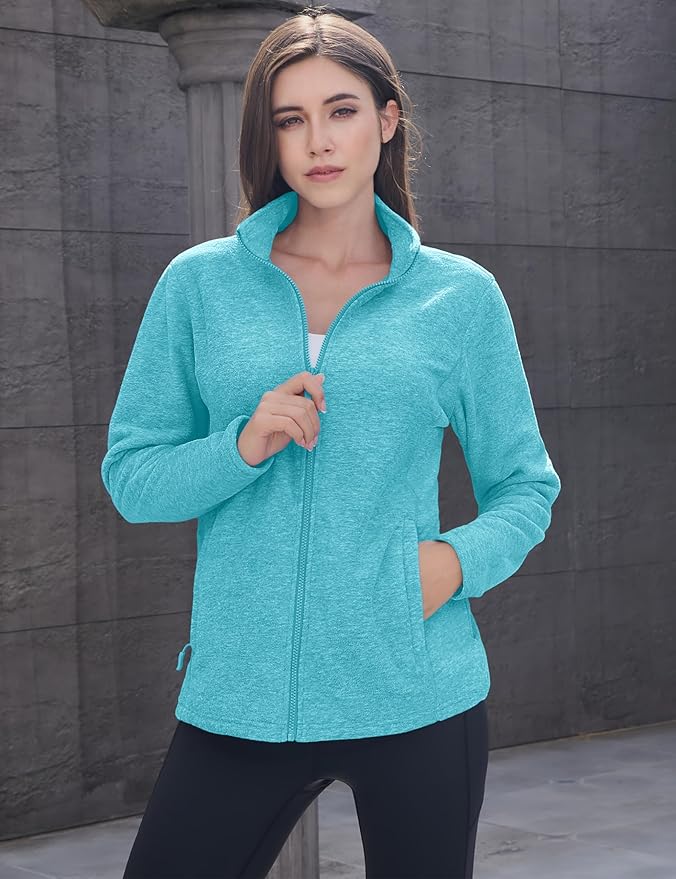 MAGCOMSEN Fleece Jacket Women Zip UP Lightweight Soft Polar Warm Winter Jackets for Women with Pockets Outdoor Hiking