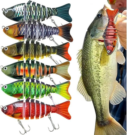 Multi Jointed Swimbait Saltwater Fishing Lures with Sharp Treble Hooks, Bass Fishing Lures Walleye Trout, Lifelike Slow Sinking Fish Bait Lures Kit Freshwater