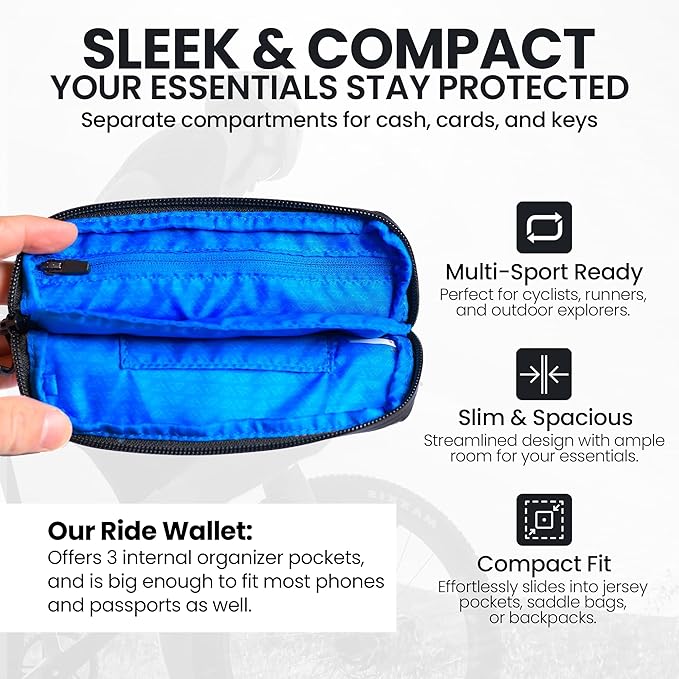 ALMSTHRE Ride Wallet 7”x4” | Waterproof Cycling Wallet for Phone, Cards & Essentials | Durable Ripstop Nylon – Fits Most Phones & Passports | Secure Storage for Biking & Travel