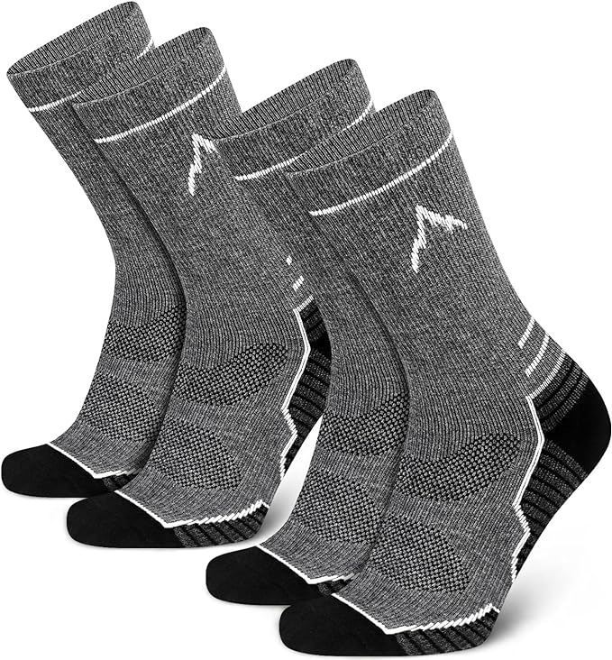 SIXDAYSOX Mens Merino Wool Hiking Socks, Moisture Wicking Cushioned Hiking Socks for Outdoor Trekking Cycling, 2 Pairs