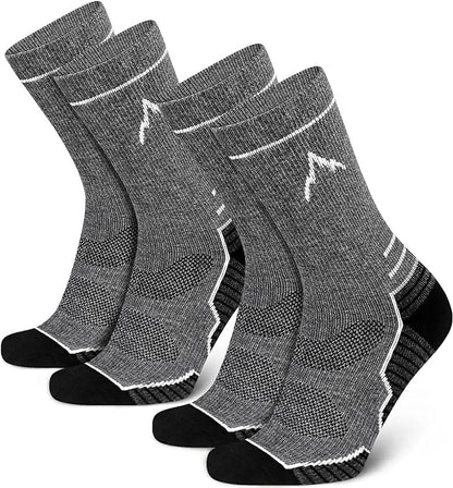SIXDAYSOX Mens Merino Wool Hiking Socks, Moisture Wicking Cushioned Hiking Socks for Outdoor Trekking Cycling, 2 Pairs
