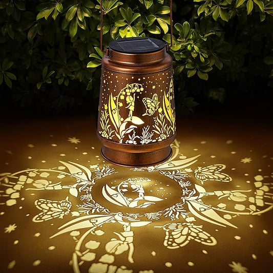 Solar Lanterns Outdoor Waterproof Butterfly Fairy Garden Decorations Gifts for Women Gifts for Mom Grandma Birthday Gifts Hanging Solar Lanterns Outdoor for Garden Decoration, Patio, Lawn, Passageway