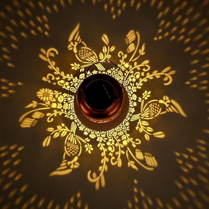 2Pack Cardinal Solar Lanterns Outdoor Hanging Waterproof Garden Decor Metal Solar Lantern Outside Decoration for Yard,Porch,Patio,Backyard, Pathway,Lawn,Birthday Gifts for Women Mom Grandma