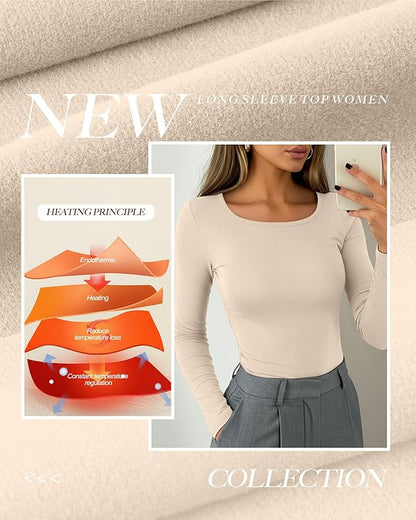 Neer 3 Pack Women's Thermal Shirts Long Sleeve Crew Neck Fleece Lined Undershirts Slim Fit Basic Tops Winter Base Layer