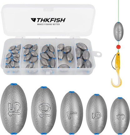 THKFISH Texas and Carolina Fishing Rig Bass Fishing Bullet-Weights for Fishing Sinkers Hooks Rolling Barrel Fishing Swivels Beads Rings Fishing Tackle Kit 35pcs/339pcs/389pcs