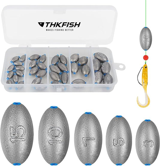 THKFISH Texas and Carolina Fishing Rig Bass Fishing Bullet-Weights for Fishing Sinkers Hooks Rolling Barrel Fishing Swivels Beads Rings Fishing Tackle Kit 35pcs/339pcs/389pcs