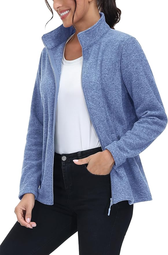 MAGCOMSEN Fleece Jacket Women Zip UP Lightweight Soft Polar Warm Winter Jackets for Women with Pockets Outdoor Hiking