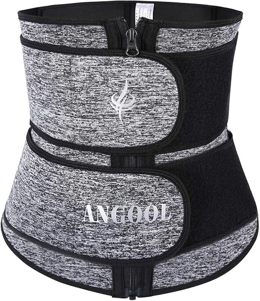 ANGOOL Neopren Waist Trainer for Women,Workout Plus Size Trimmer Belt Sauna Sweat Corset Cincher with Zipper