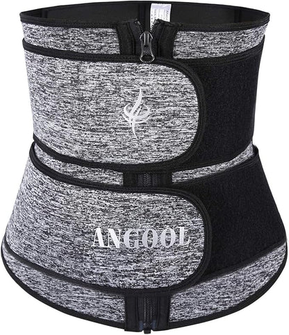ANGOOL Neopren Waist Trainer for Women,Workout Plus Size Trimmer Belt Sauna Sweat Corset Cincher with Zipper