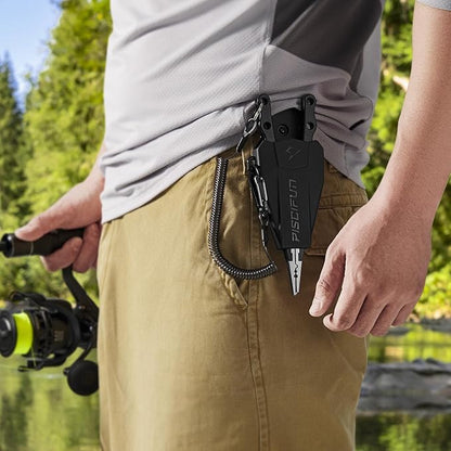 Piscifun Fishing Pliers, Saltwater Fishing Pliers with Split Ring, Fish Hook Remover, Corrosion Resistance Fly Fishing Pliers with Braid Cutters, Sheath and Lanyard, Fishing Gear Gifts for Men