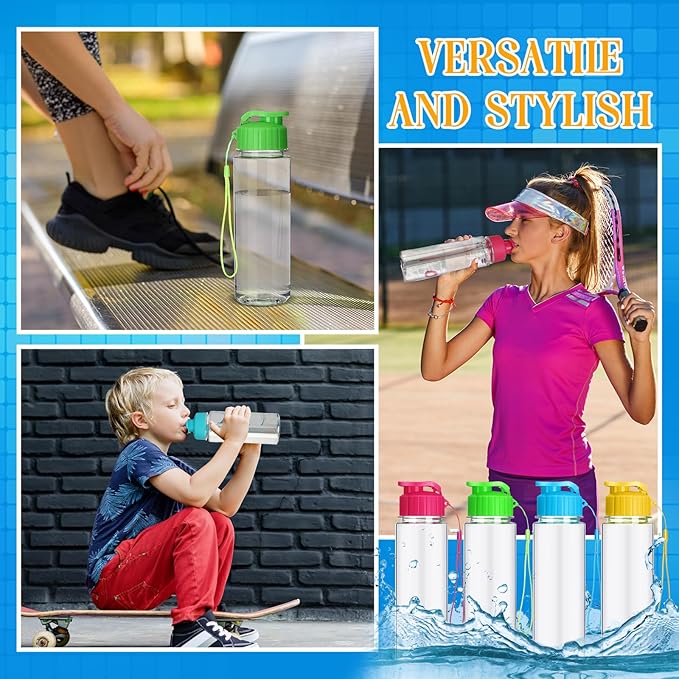 Mifoci 20 Pieces Water Bottle Bulk 17 oz Plastic Water Bottles Bulk Gym Sports Adults Reusable Large Bottles with Leak Proof Flip Top for Party Outdoor (Regular Style,Colorful)