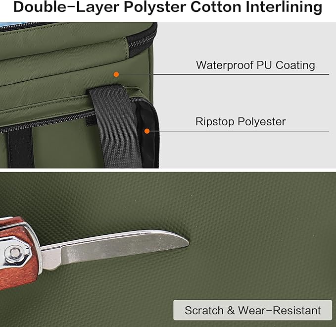 30L Large Fishing Tackle Bag, Waterproof Tackle Box Bag for Saltwater & Freshwater Fishing, Gear and Equipment Storage, Padded Shoulder Strap, Gift for Men, Green