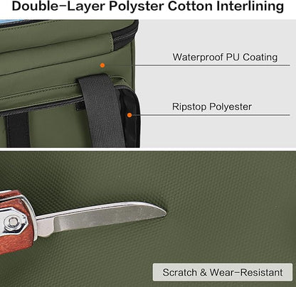 30L Large Fishing Tackle Bag, Waterproof Tackle Box Bag for Saltwater & Freshwater Fishing, Gear and Equipment Storage, Padded Shoulder Strap, Gift for Men, Green