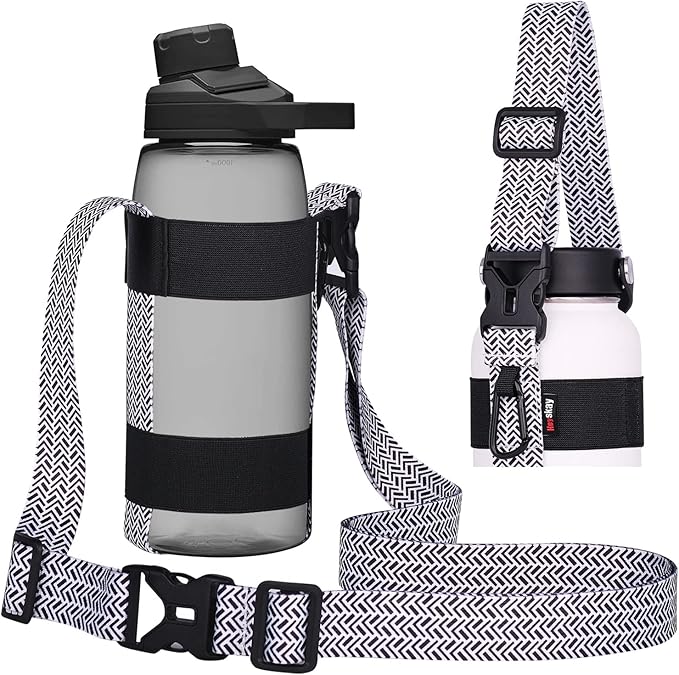 HEYSKAY Water Bottle Holder With Handle and Adjustable Shoulder Strap, Sling With Carabiner for 12oz-40oz Hydro Flask, Sports, Gym, Hiking, Camping, Walking