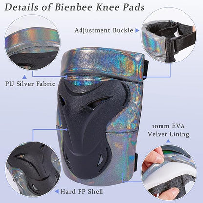 Bienbee Knee Pads for Men, Knee Pads Wrist Guard Knee and Elbow Pads Adult Protective Gear Set for Skateboard, Roller Skating, for Women Men Youth Adult Kids