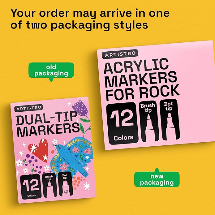 ARTISTRO Rock Acrylic Paint Markers - Rock Painting Kit for Arts & Crafts - Dual Tip Acrylic Paint Pens