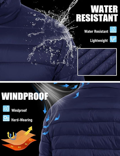 TACVASEN Men's Lightweight Puffer Jacket Winter Quilted Puffy Jackets Warm Water-Resistant Windproof Insulated Coats