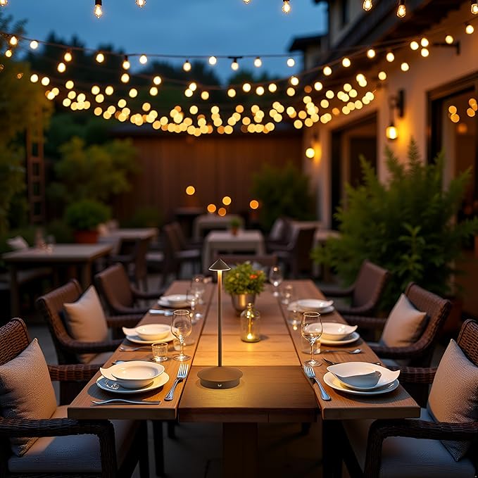 EJQ 2 Pack LED Rechargeable Cordless Table Lamps,Portable Outdoor 5000mAh Battery Operated Table Light Touch Control 3 Color Dimmable for Patio/Cofee/Restaurant/Camping/Dining/Bedroom-Brown