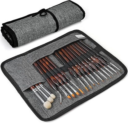 Golden Maple Miniature Paint Brushes Drybrush-18PCS Micro Detail Paint Brush Set, Small Fine Detail Model Brushes for Acrylics, Watercolors & Paint by Number, Figurine - Cocoa Brown