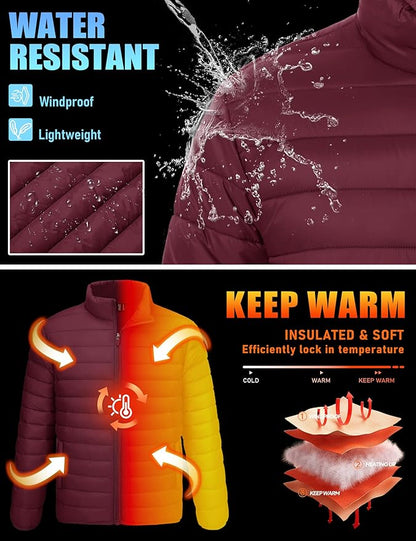 TACVASEN Men's Lightweight Puffer Jacket Winter Quilted Puffy Jackets Warm Water-Resistant Windproof Insulated Coats