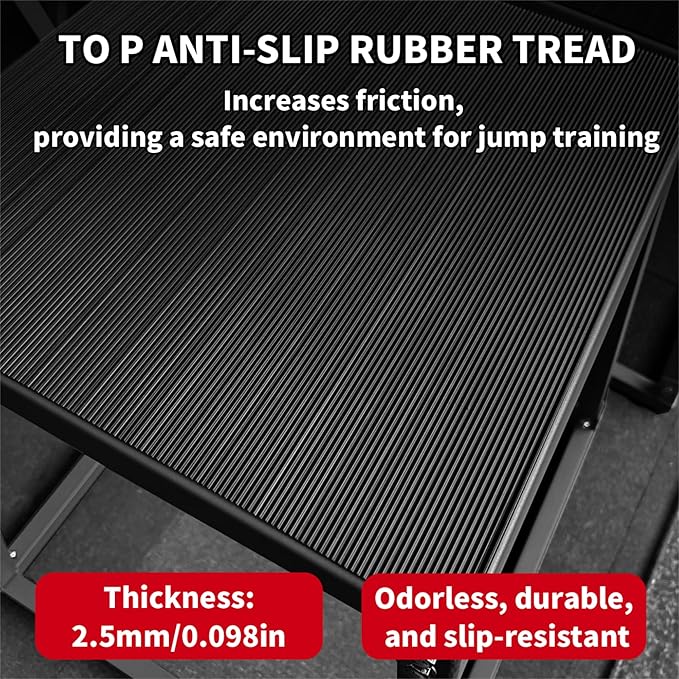 Heavy-Duty Steel Plyometric Jump Box, 12" Anti-Slip Rubber Tread & Stable Trapezoidal Design, Fixed Non-Slip Pads Fitness Jump Platform for Strength Training, Home & Gym Use