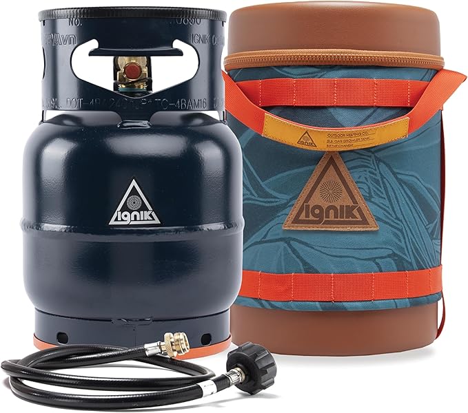 Ignik Refillable Gas Growler Deluxe 5-Pound Propane Tank with Carry Case and Adapter Hose
