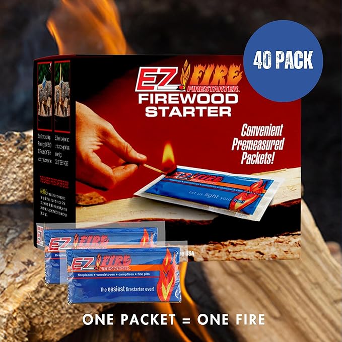 – All-Natural Fire Starters for Campfires, Fire Pits, BBQs & Fireplaces – Long Burning, Weather-Resistant, Non-Toxic & Easy to Light | 40 Pack