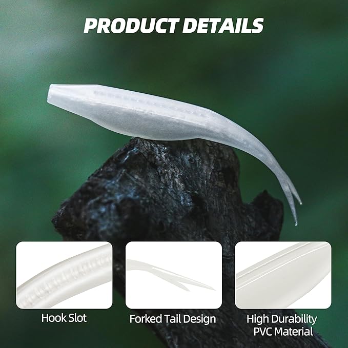 Forked Tail Soft Baits- Realistic Jerk Bait & Fluke Action Soft Lures for Bass, Trout & Crappie - Versatile Freshwater & Saltwater Fishing Bait (2.75"-5")