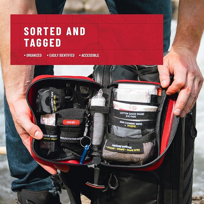 Surviveware 98-Piece Waterproof Premium First Aid & Survival Kit - Comprehensive Emergency Preparedness Gear for Camping, Hiking, Backpacking, and Outdoor Adventures