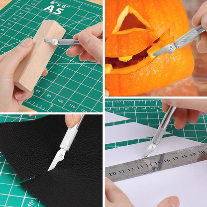 100 Pack Hobby Blades Craft Knife Blade Refill #16 Hobby Knife Replacement Blades with Storage Box for DIY Cutting Caving