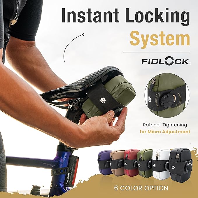 Lumiere & Co. Falcon Magnetic Saddle Bag– 0.69L | 6”x 3.5”x2 | Sleek Minimalist Design, Fast Magnetic Buckle Attachment | Cycling Bike Bag (Green, Large)